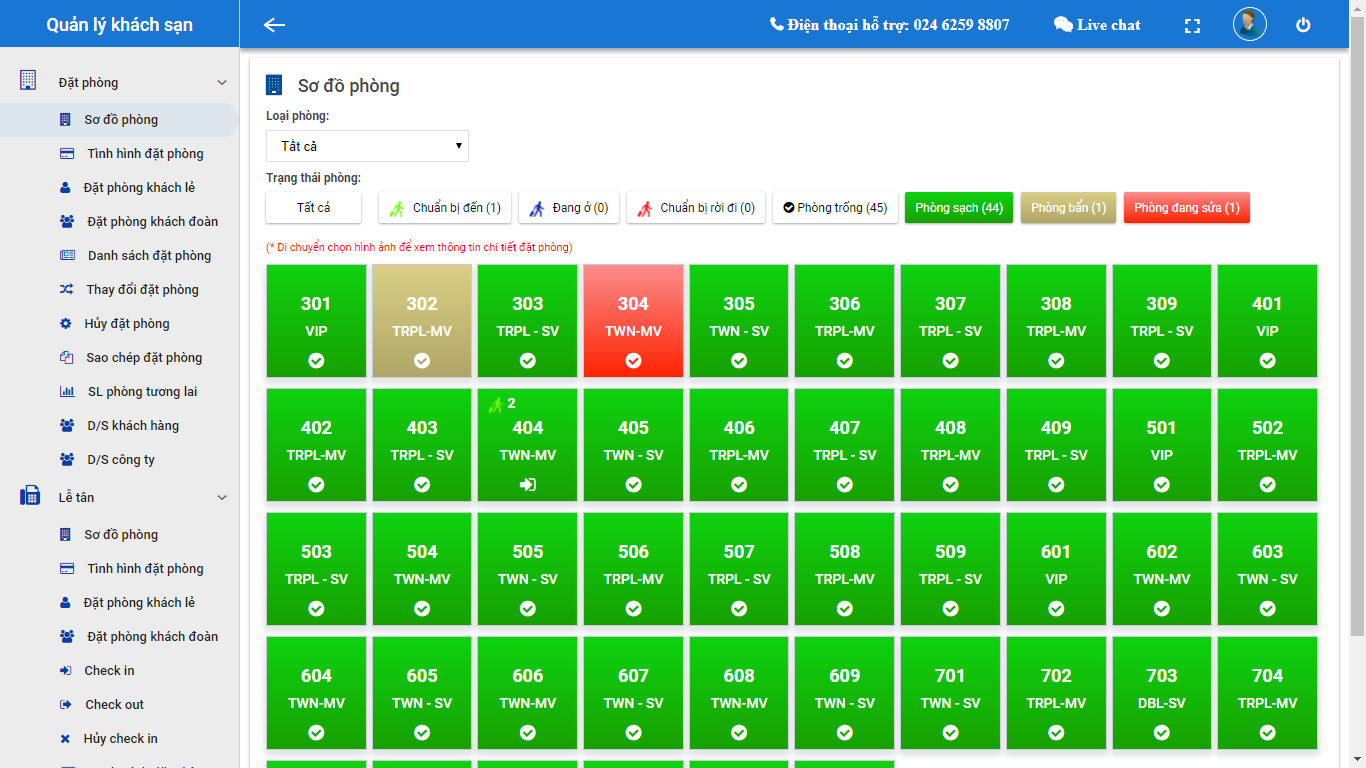 Phần mềm quản lý khách sạn PMS
