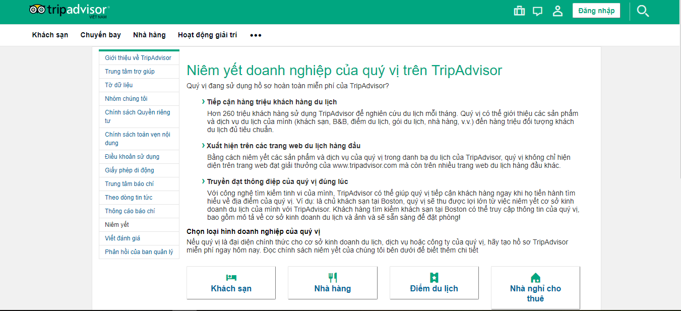 Hướng dẫn đăng ký tài khoản trển TripAdvisor