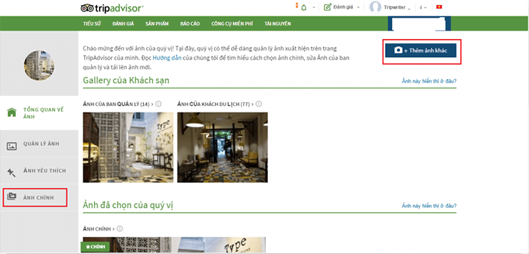 Cập nhật hình ảnh phòng, đại sảnh, bar,... cho khách sạn
