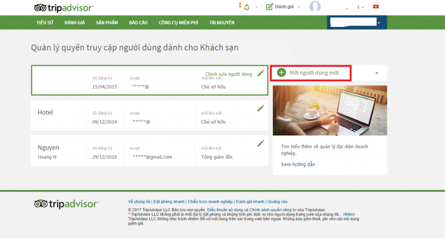 Cài đặt quyền truy cập của người dùng