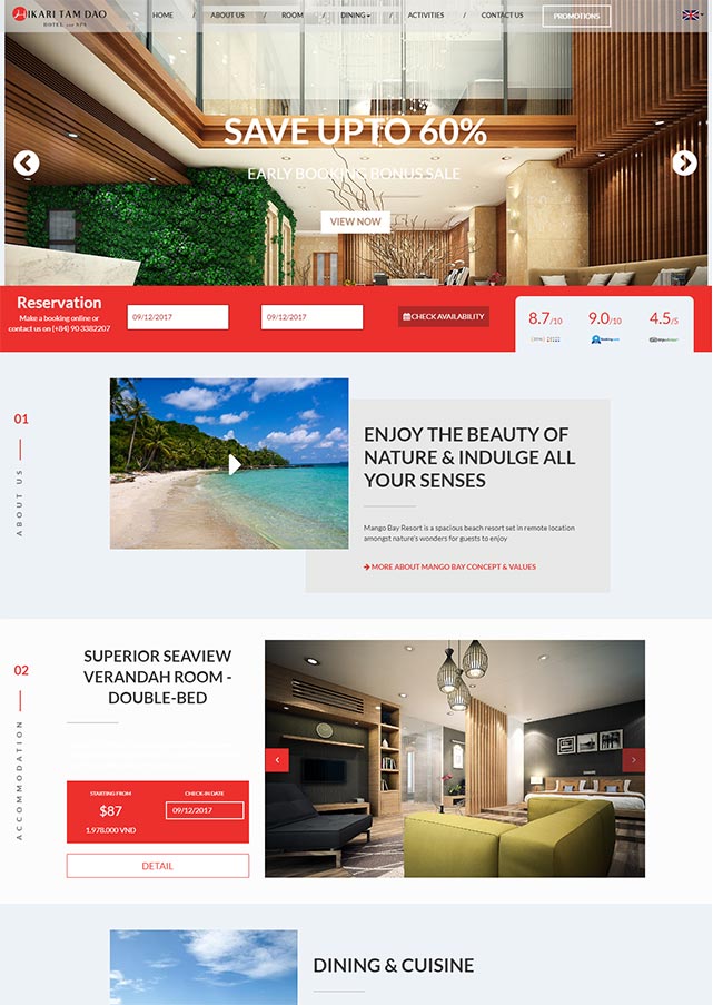 Thiết kế web khách sạn đẳng cấp chuyên nghiệp
