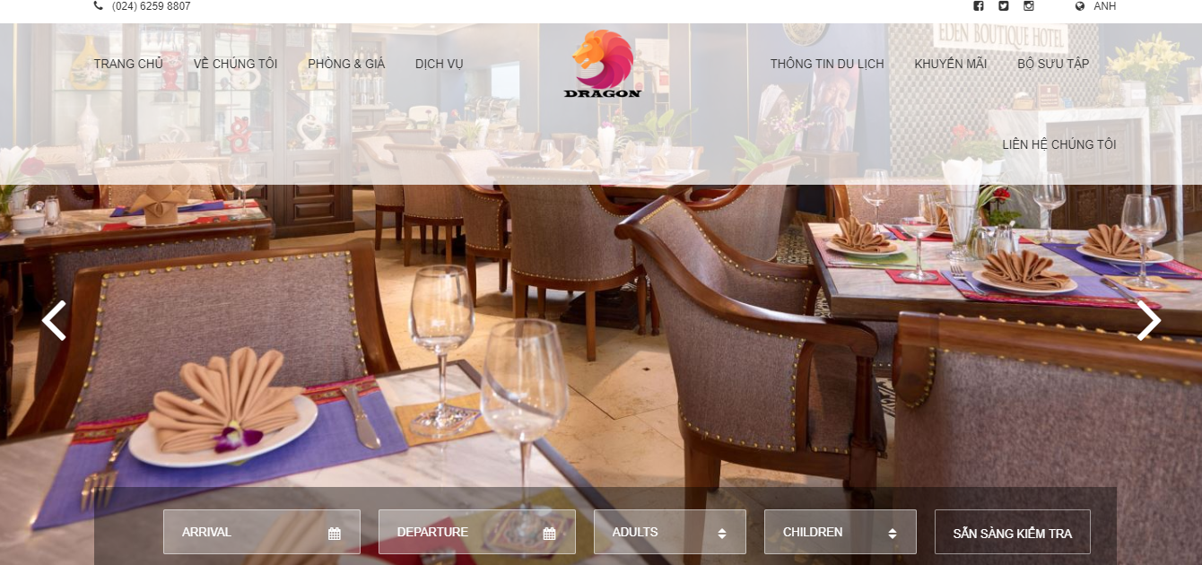 Mẫu website khách sạn Dragon Hotel