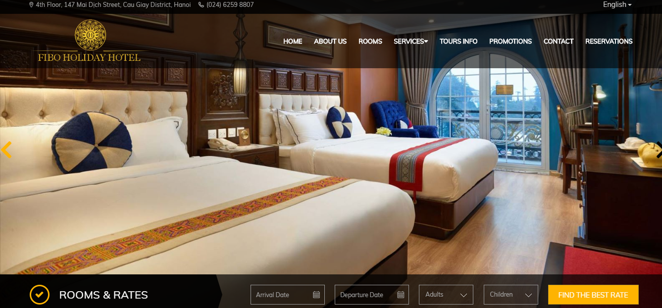Mẫu website khách sạn FiboHoliday