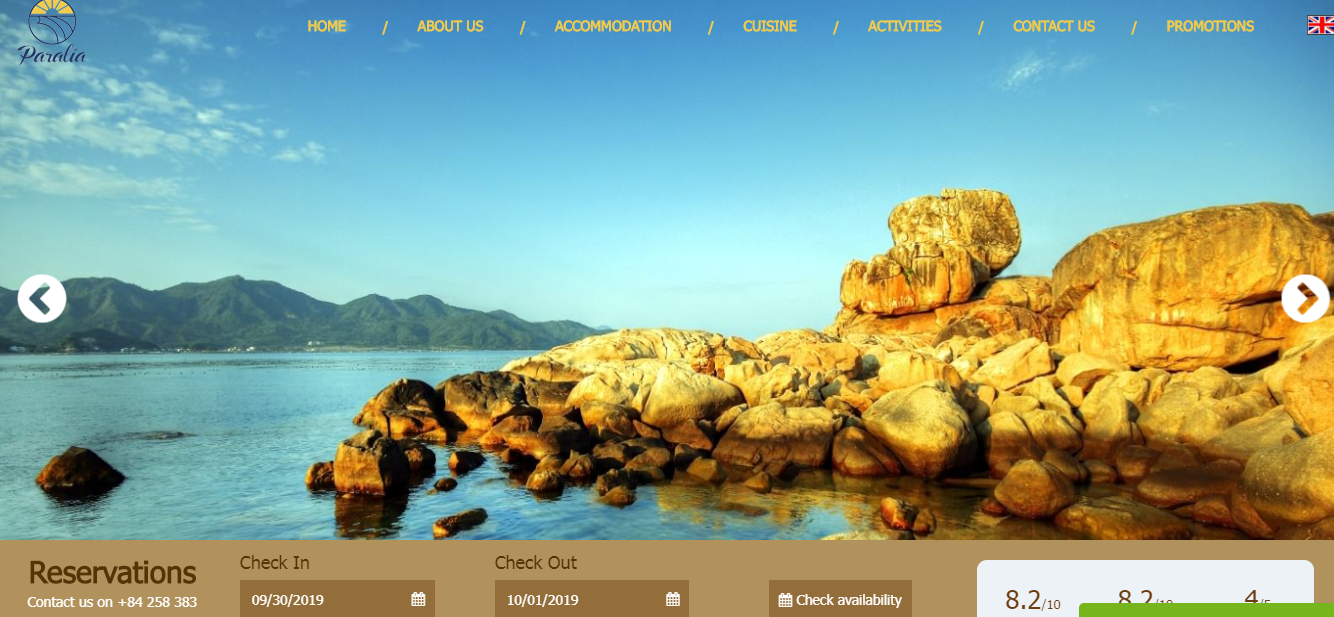 Mẫu website khách sạn Mangobay