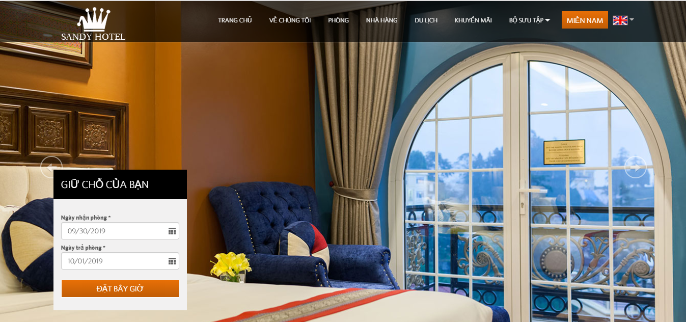 Mẫu website khách sạn SandyHotel