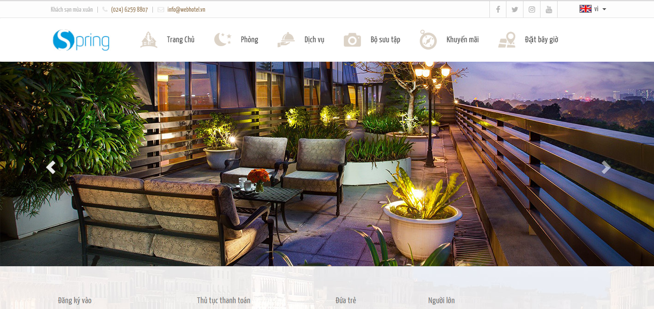 Mẫu website khách sạn Spring Hotel