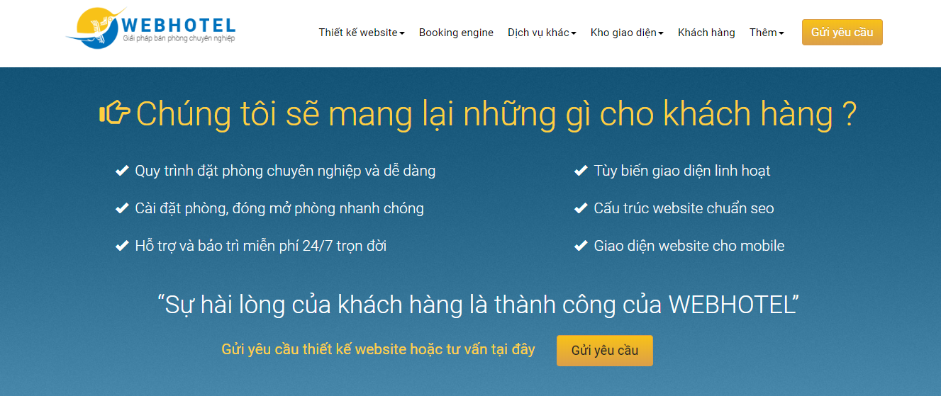 Thiết kế web khách sạn, resort theo yêu cầu tại Webhotel
